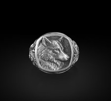 Gothic Wolf Men's Signet Ring 925 Sterling Silver Handmade Ring Duty free