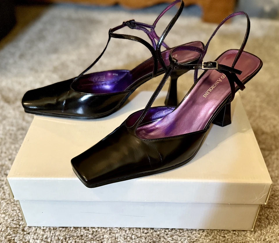 Sapatos de couro preto ENZO ANGIOLINI salto gatinho, 9M - Imagem 4 de 4