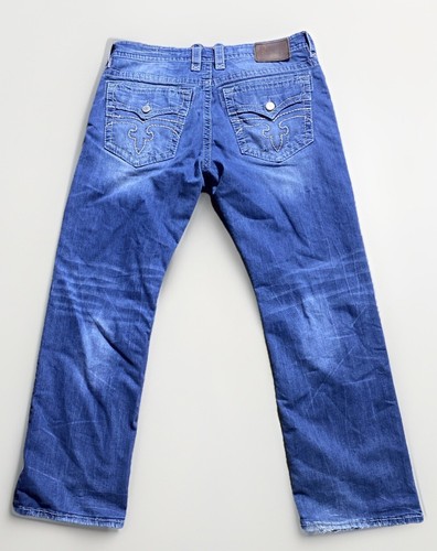 Rock Revival Ryker Jeans Size 38 Relaxed Straight Blue Denim Embroidered - Picture 15 of 17