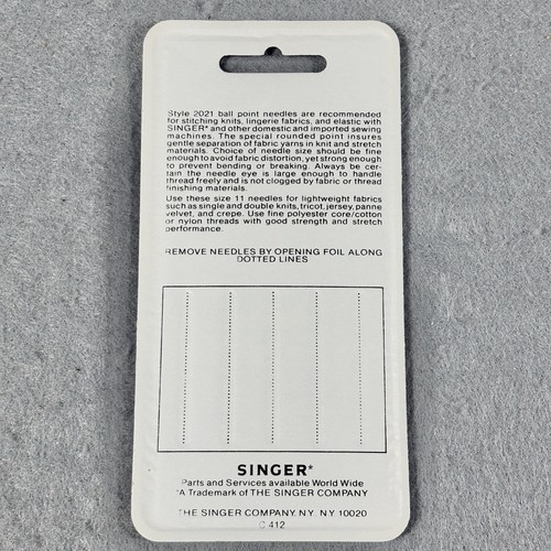 3 Packungen Vintage Neu aus altem Lagerbestand Singer Nähmaschinennadeln 2021 Größe 11 Kugelschreiber C412 4901 - Bild 4 von 6