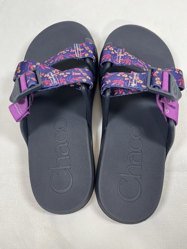 Chaco Womens Chillos Slide Sandals Purple Floral Casual Slip On Sz 6 Spring Fest - Picture 6 of 16
