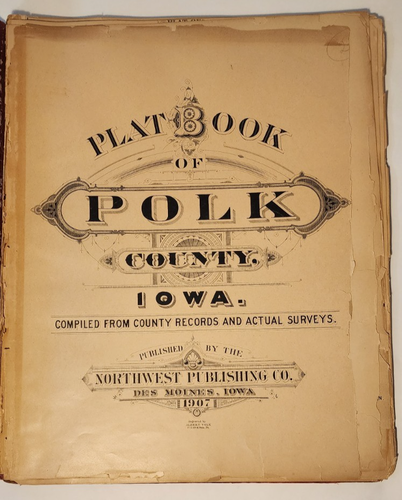 1907 POLK COUNTY IOWA ATLAS DES MOINES MIDWEST TOWNSHIP MAPS PLATS - Picture 2 of 7