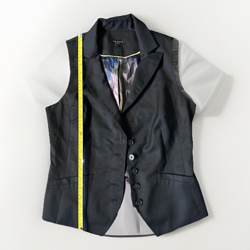 Gilet donna Ted Baker London in lana con bottoni taglia 3 raso schiena vivace collo smoking - Foto 9 di 9