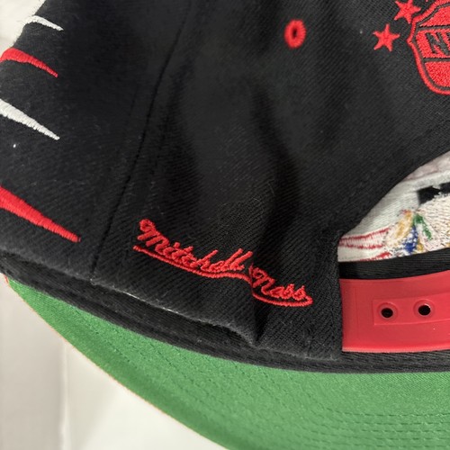 chicago blackhawks Mitchell Ness Diamond Cut SnapBack Red Black Hat Cap NHL - Bild 13 von 16