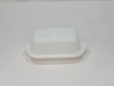 Vintage Hazel Atlas White Milk Glass 1/2 Stick Butter Dish With Lid 50s