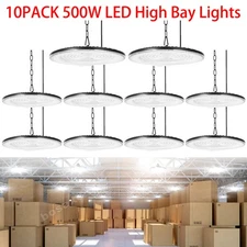 10PACK 500W Super Bright Warehouse LED UFO High Bay Lights Factory Shop GYM Lamp