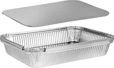 Disposable 4 LB Aluminum Takeout Tin Foil Oblong Baking Pans 12'' X 8'' X 2'' In