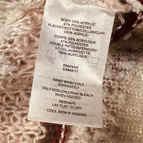 Bob Timberlake Striped Knit Cardigan Sweater Cream Pink Brown Women's Medium NWT - Picture 9 of 10