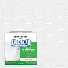 Rust-Oleum 384165 Tub And Tile Refinishing Kit, White, Gloss, 1 Qt, 70 To 110