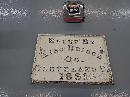 Antike Gusseisen Brücke PLAKETTE "KING BRIDGE Co. Cleveland O. 1891, 10'×7' Zoll - Bild 2 von 9