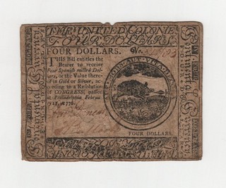 17 February 1776 Four Dollars Continental Currency Fr #CC 26