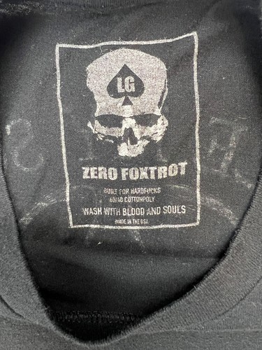 Zero Foxtrot Graphic T-Shirt Men's Large Black "Seize My Soul" Pirate Skull USA - Picture 4 of 7