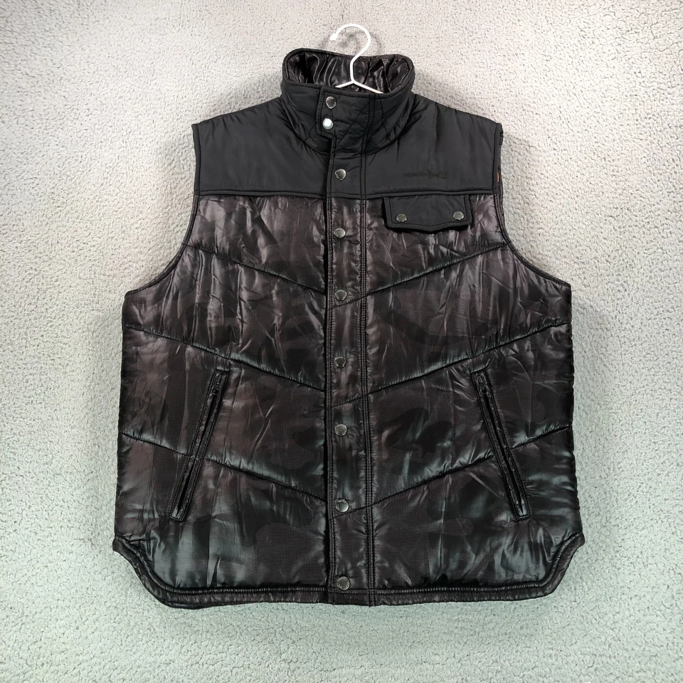 Chaleco de Colección Triple Five Soul Para Hombres Mediano Negro Marrón Camuflaje 555 Puffer Ropa de Calle Foto 3 de 4