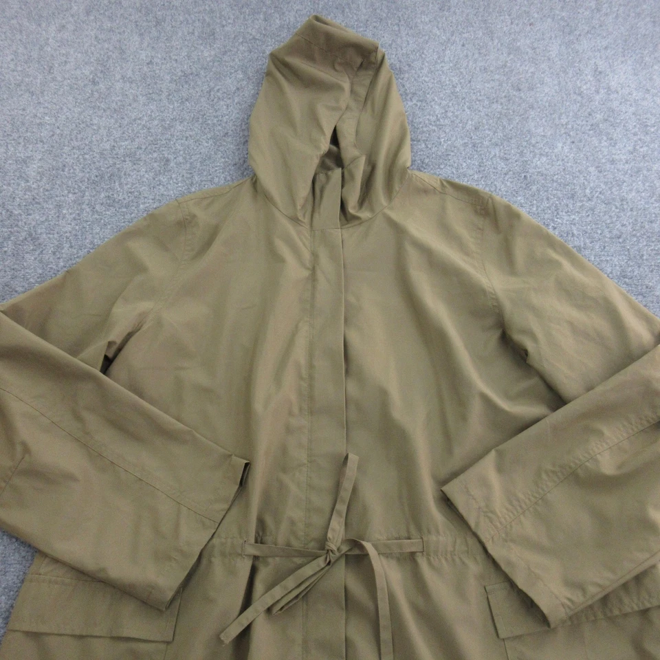Chaqueta Eileen Fisher Mujer Pequeña Grande Verde Con Capucha Anorak Cordón Cintura Foto 2 de 4