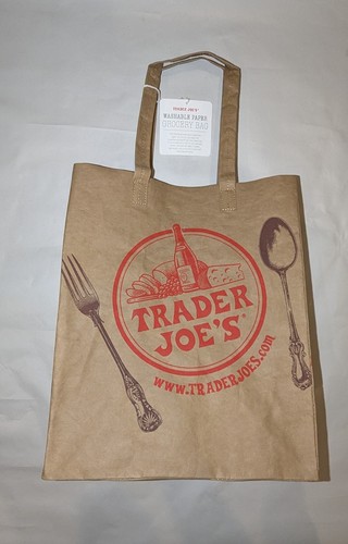 Neu! Trader Joe's waschbare super natürliche Papier Einkaufstasche wiederverwendbar Einkaufen SPASS - Bild 1 von 18