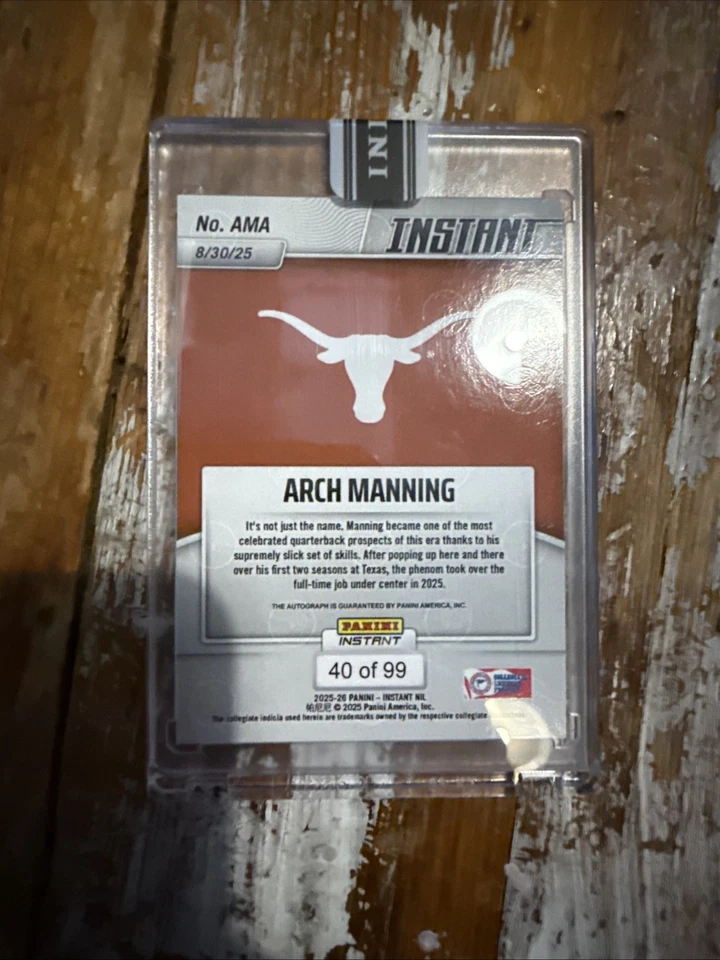 Arch Manning 2025 Panini NIL 德克萨斯州发射时代 🚀AUTO/99 现货 — 第 4/4 张图片