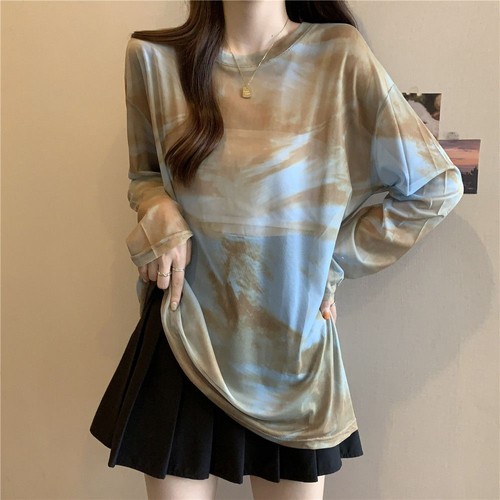 Women Sheer Shirt Tie-dyeing Mesh Tops Sun Protection Base Tee Summer Thin - Picture 13 of 17