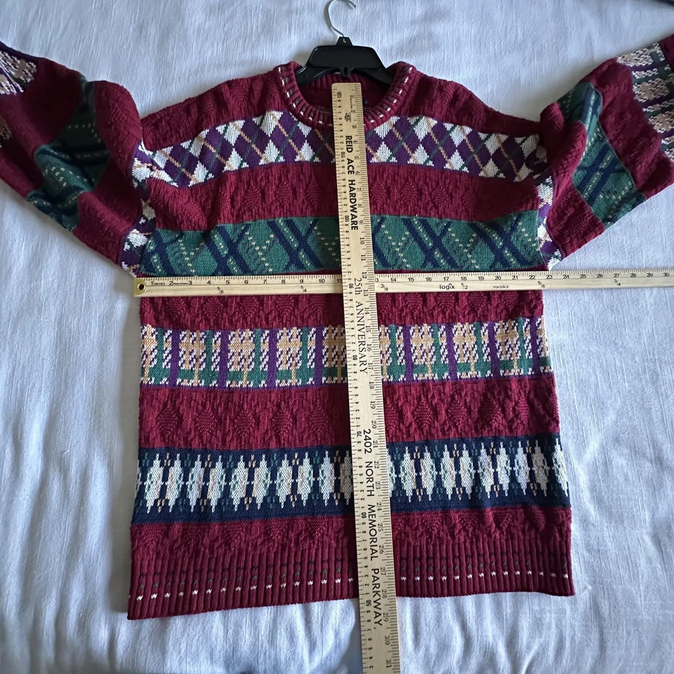 Vtg CHAPS Ralph Lauren Sweater Mens L Crewneck Chunky Cotton USA 90s Fisherman - Image 4 of 4