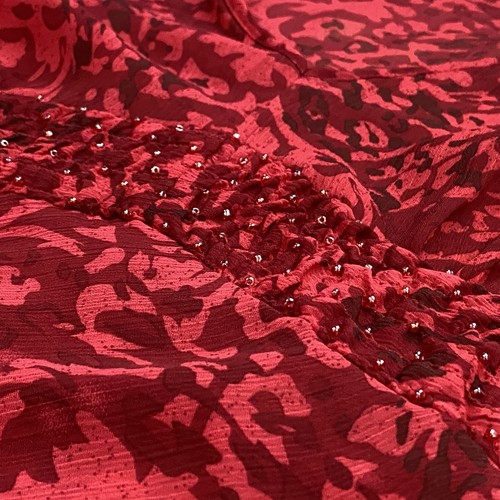 Cato Sheer Babydoll Top Womens XL Red Beaded V Neck Bell Sleeve Whimsigoth Boho - Picture 9 of 14