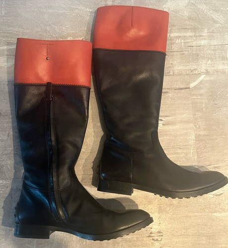 TOD's kniehohe Reitstiefel schwarz/lachsfarben Leder Damenschuh Größe US 9 - Bild 5 von 9