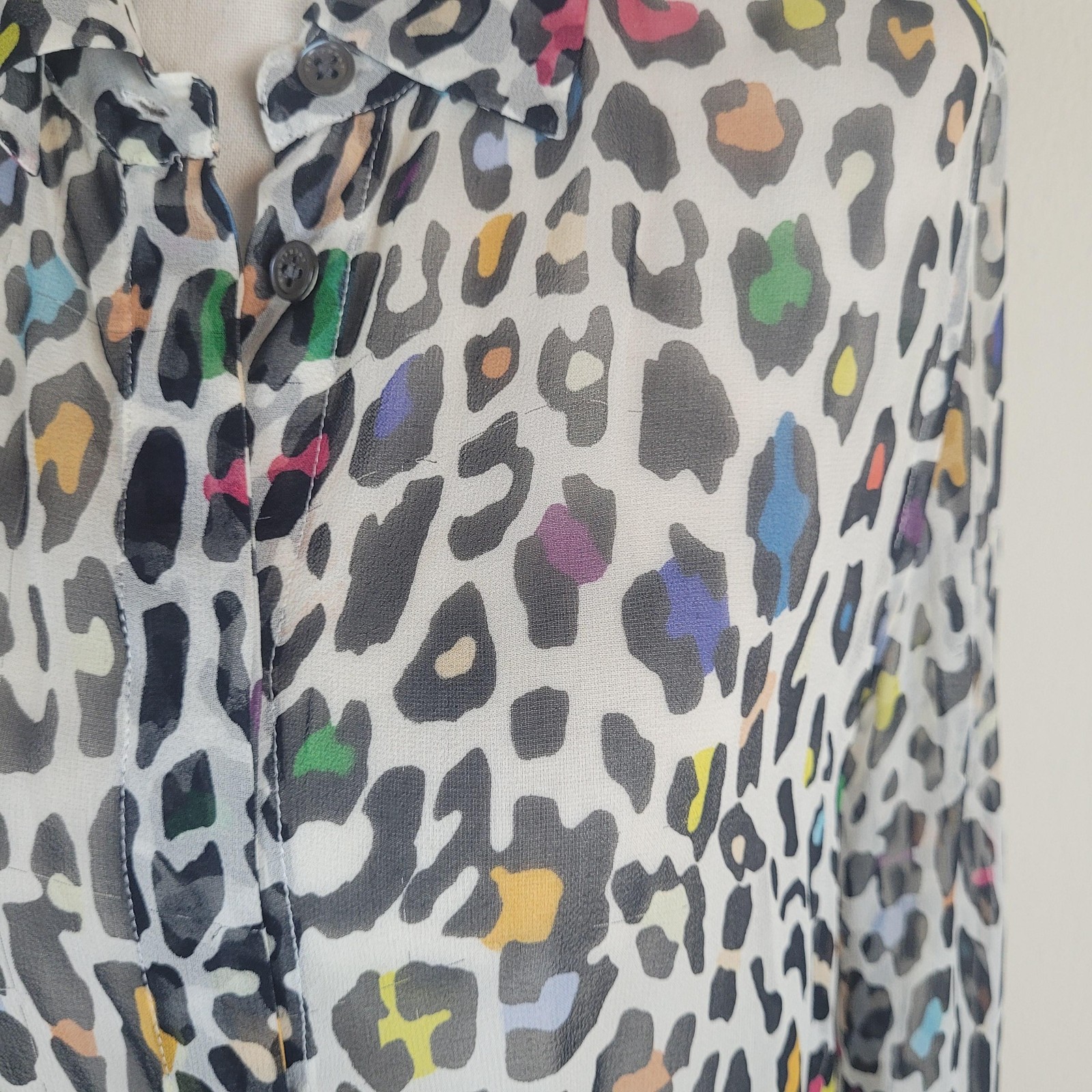 Equipment Blouse Small Multicolor Leopard Print S… - image 10