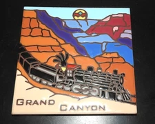 Vintage Grand Canyon Ceramic Tile Trivet Kokopelli Train 2006 Earthtones USA