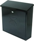 Lockable Weatherproof Steel Post Box Black | Dual Access | Wall Mount | 37x37x12