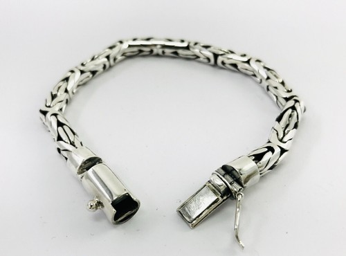 Pulseras de cadena de plata esterlina 925 de 6 mm Bali/bizantina. 6,3",6,7,3"" - Imagen 6 de 9