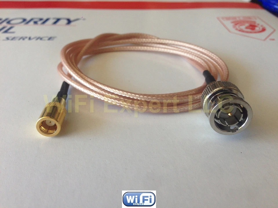 BNC male plug to SMB female jack 75Ω crimp RG179 cable jumper pigtail 1M 3ft USA - Image 2 of 4