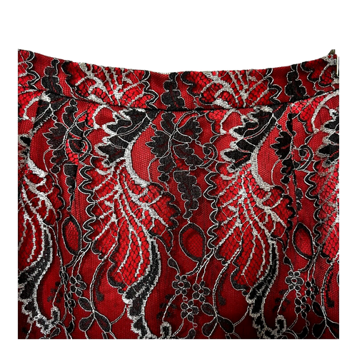 Lily & Taylor VTG Lace Applique Maxi Skirt 12 Red Holiday Dark Romantic Xmas USA - Picture 3 of 17