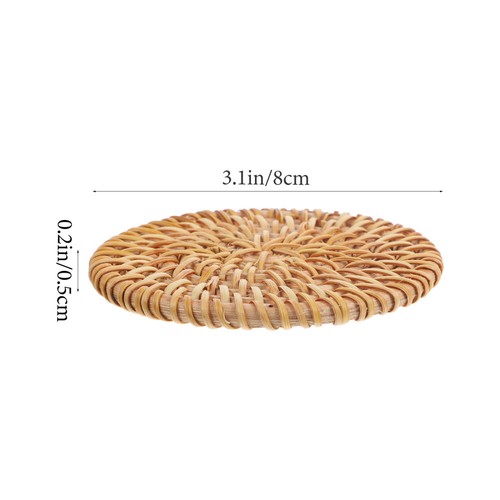 6 Pezzi Sottobicchieri in Rattan Tazza Tappetino Tappetino Tazza Intreccio Rattan - Foto 6 di 12