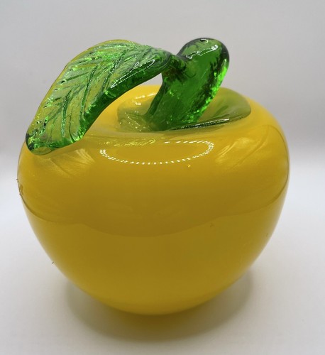 Vintage Murano Style Hand Blown Art Glass Yellow Golden Apple