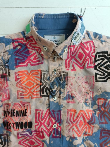 VIVIENNE WESTWOOD SHIRT Size Large Slim Fit CUSTOMISED PAINTED PUNKED UP AMAZING - Picture 13 of 24