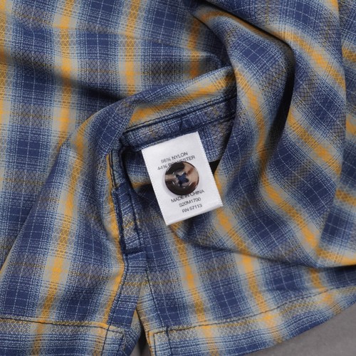 Eastern Mountain Sports EMS Button Shirt Mens XL Blue Yellow Plaid Short Sleeve - Picture 5 of 8