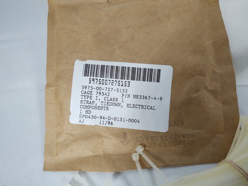 Correa estándar MS3367-4-9 l nailon 4", atado, componentes eléctricos (lote de 2) - Imagen 1 de 5