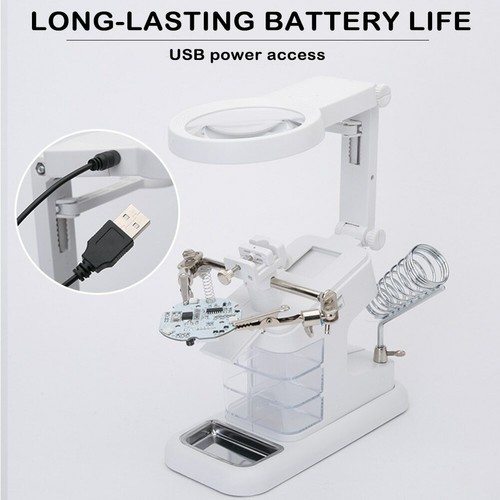 3X/4.5X Welding LED Magnifier w Alligator Clip Clamp Helping Hand Soldering Tool - Bild 8 von 11