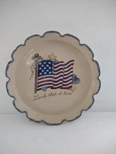 Home Garden Party Americana Chip Dip Dish Serving Platter Flag Land That I Love