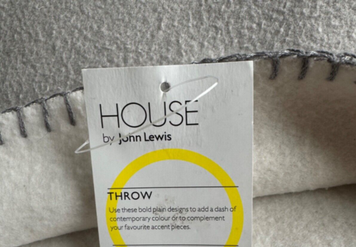 THROW FLEECE 130x 170cm HOUSE BY JOHN LEWIS BLANKET GREY/CREAM NATURAL VGC. - Picture 10 of 13