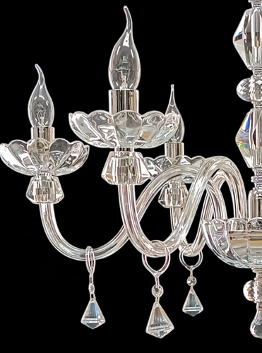 LAMPADARIO CRISTALLO 6 LUCI PIGNA CROMO SOSPENSIONE ITALIANO CLASSICO - Foto 8 di 13