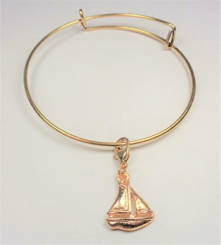 BEACH FASHION NAUTICAL SAILBOAT SAILING BOATING RHODIUM VIN & SUE CHARM BRACELET - Picture 4 of 6