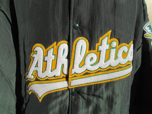 Vintage Starter MLB Oakland Athletics Button Snap Bomber Jacket Coat Size XL - Picture 2 of 8