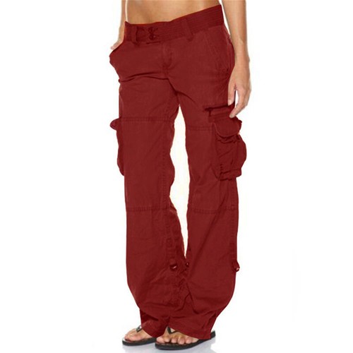 Casual Womens Low Waist Pocket Combat Jeans Trousers Ladies Cargo Pant Bottoms - Picture 13 of 15