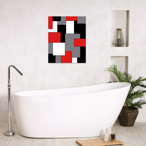 Rot und Schwarz Geometrisch Abstrakt Wandkunst für Badezimmer Wohnzimmer 8x10 Zoll - Bild 5 von 7