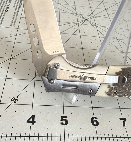 Ridge Runner Faux Stag Antler Assisted Opening Hunting Pocket Knife - HAR63 - Picture 4 of 10