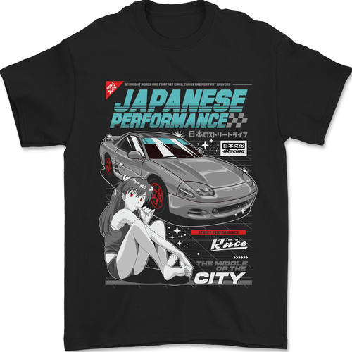 Camiseta De Hombre De Anime Japonés De Rendimiento Drifting 100% Algodón - Imagen 2 de 2