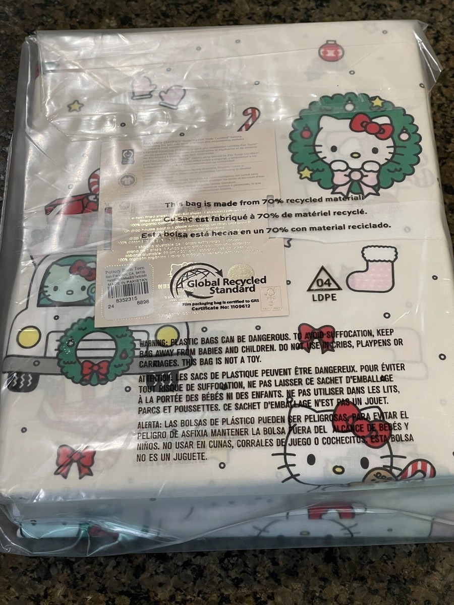 Pottery Barn Teen Hello Kitty® Christmas Organic Sheet Set - Twin  display picture 1