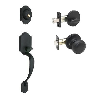 Copper Creek Colonial Black Door Handleset and Colonial Knob Trim Copper Creek Colonial Black Door Handleset and Colonial Knob Trim
