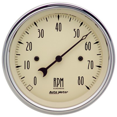 AutoMeter 1890 Antique Beige 3-3/8'' Tachometer 0-80 MPH (In-Dash)