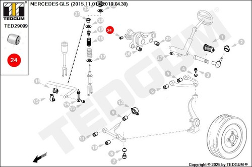 TED29099 FRONT DRIVING AXLE REDUCER BUSHING - RIGHT CLASS-GL, CLASS-ML, GLE, GLS - Picture 5 of 6