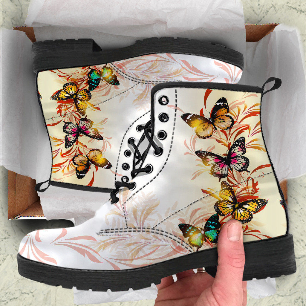 Zapatos de Cuero patrón de mariposas múltiples botas Mujer, Botines Vegano Mariposa Zapatos de Cuero patrón de mariposas múltiples botas Mujer, Mujer, Mujer, Botines Vegano Mariposa ahorra 50% -75% de descuento